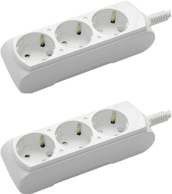 거성산업 접지형 3구 멀티탭 16A + 안전커버 2p, 멀티탭단일색상 + 안전커버랜덤발송, 2세트, 2.5m