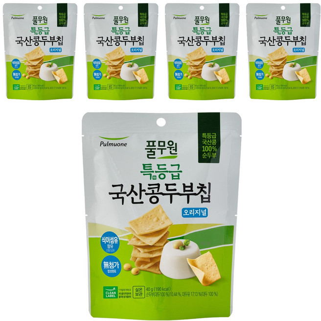Pulmuone 圃美多 特級黃豆豆腐脆片 原味, 40g, 5個