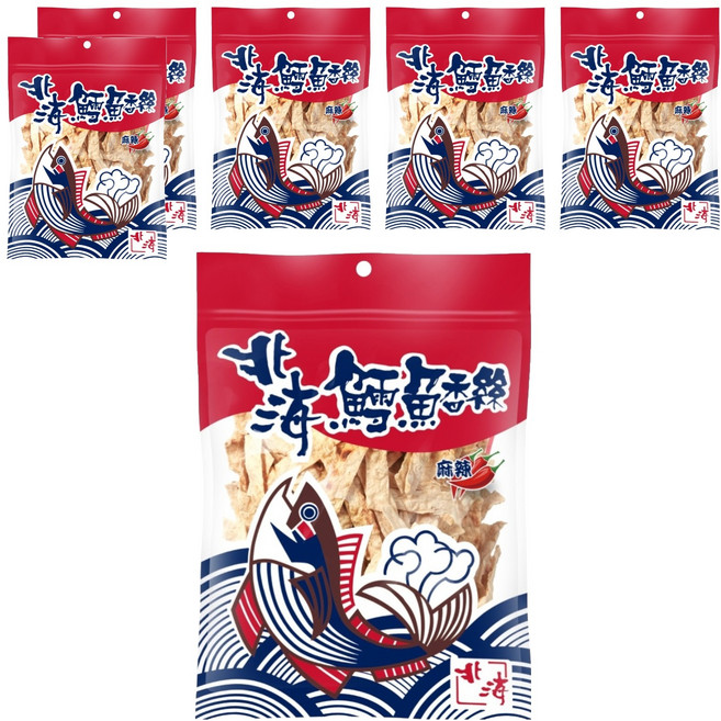 北海 鱈魚香絲 大 麻辣寬條, 90g, 6包