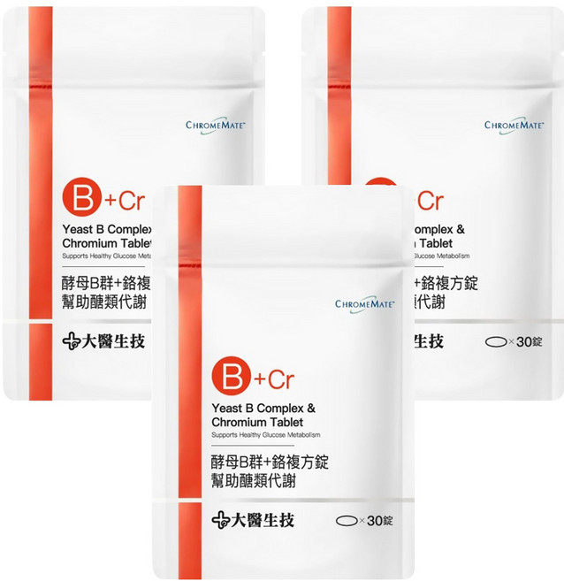 大醫生技 酵母B群 + 鉻複方錠, 30顆, 3包