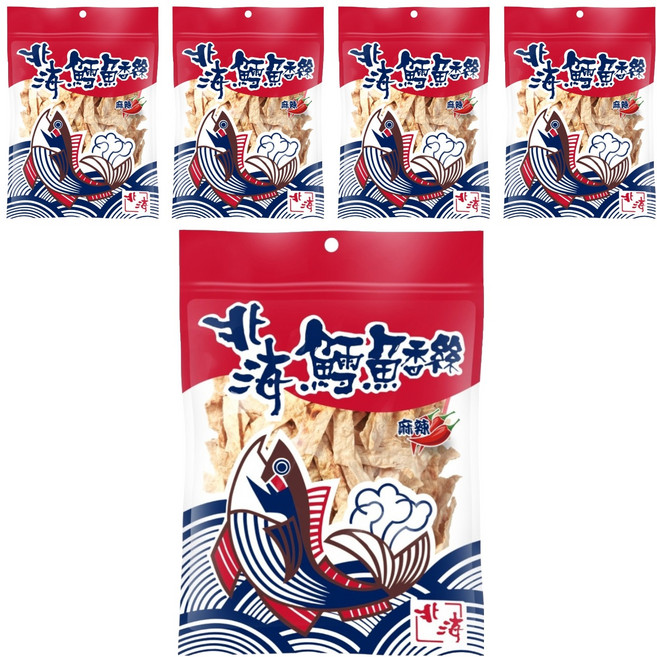 北海 鱈魚香絲 大 麻辣寬條, 90g, 5包