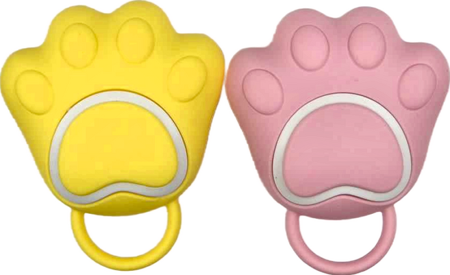 貓掌矽膠沐浴刷, 粉色 + 黃色, 2個裝, 1組