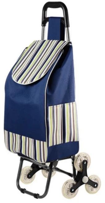 ROYALLIN 蘿林嚴選 六輪買菜籃車 加固底座 橡膠爬樓款, 青條紋, 1個