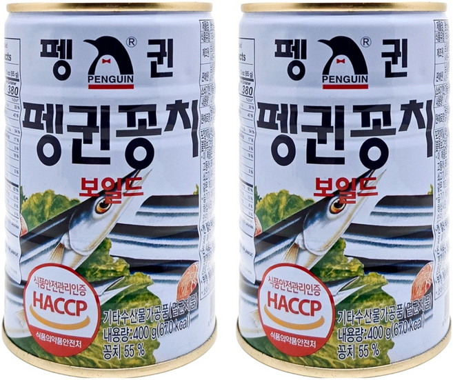 펭귄 꽁치 보일드 통조림, 400g, 2개