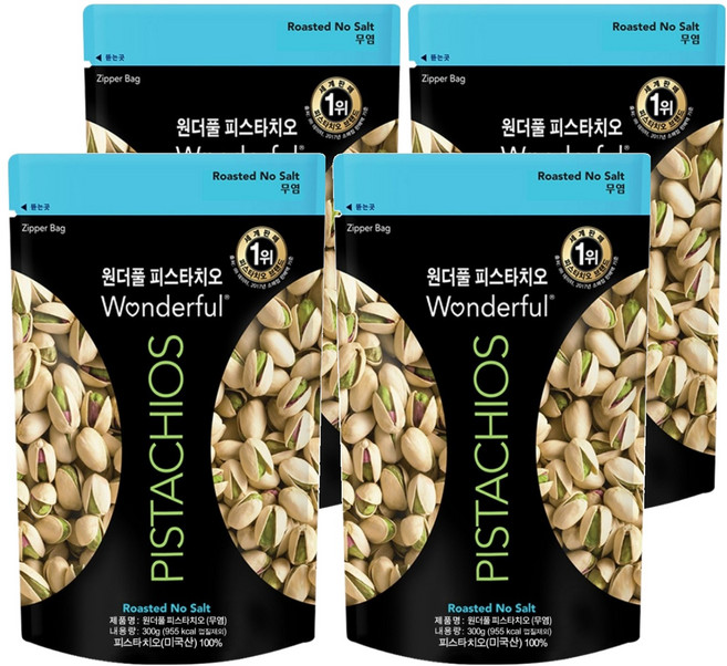 원더풀 피스타치오 무염, 300g, 4개