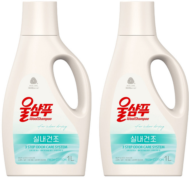 울샴푸 실내건조 프레쉬코튼향 본품, 1L, 2개