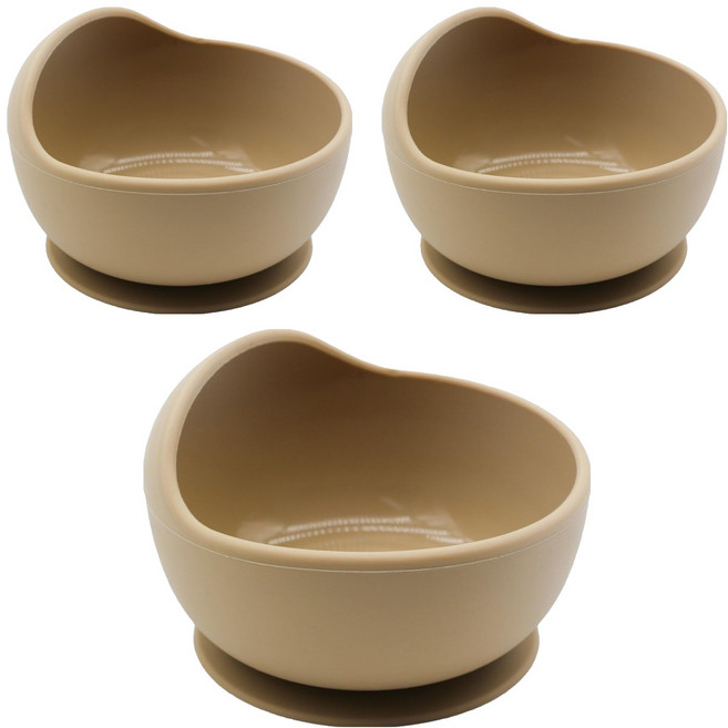 矽膠吸盤蝸牛碗 11.5 x 9cm 350ml 153g, 象牙米, 3個