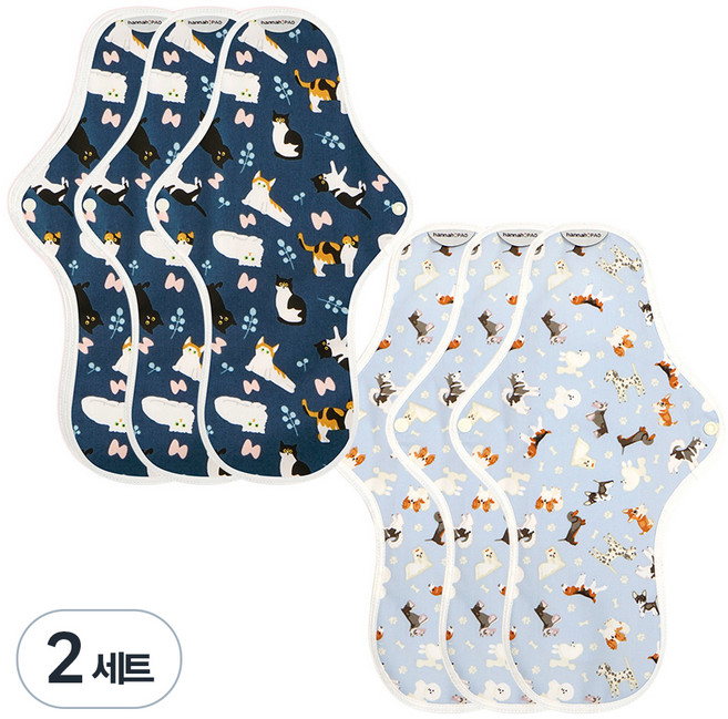 한나패드 면생리대 패드6장 패턴 랜덤발송, 오버나이트, 2세트