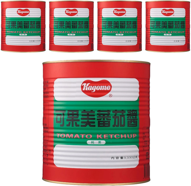KAGOME 可果美 蕃茄醬 純素, 3.33kg, 5桶