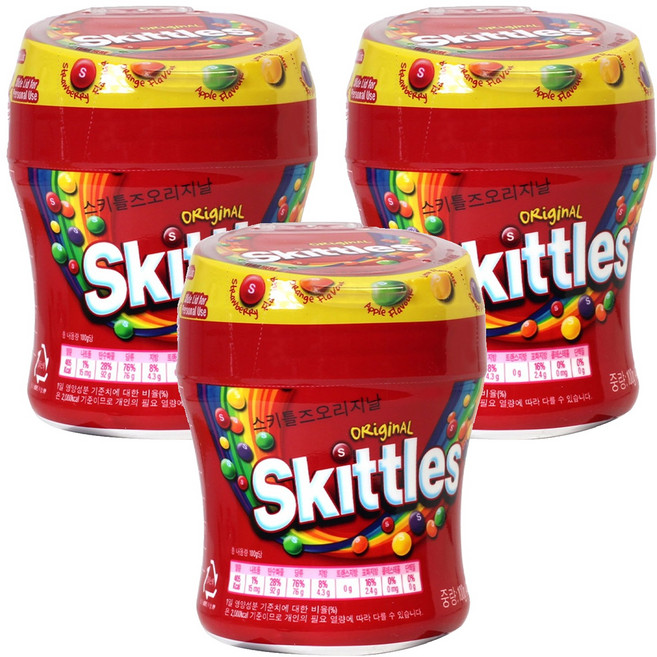 스키틀즈 오리지날 프릇츠향 캔디, 3개, 100g