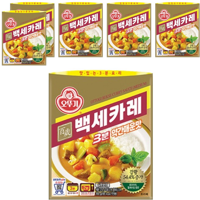 오뚜기 3분 백세카레 약간매운맛, 6개, 200g