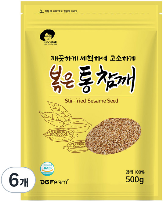 엉클탁 볶은 통 참깨, 500g, 6개