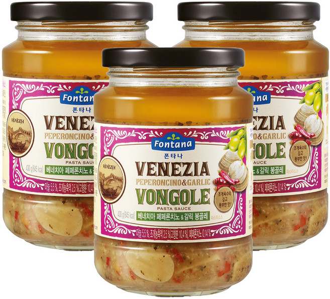 폰타나 베네치아 페페론치노&갈릭 봉골레 파스타소스, 430g, 3개