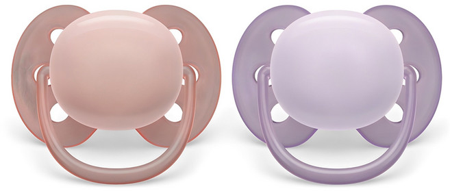 필립스아벤트 울트라 소프트 노리개 젖꼭지 2종 세트 SCF091, 0~6개월, 피치 + 라벤더, 1세트