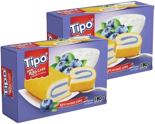 Tipo 瑞士捲 藍莓優格口味, 180g, 2盒