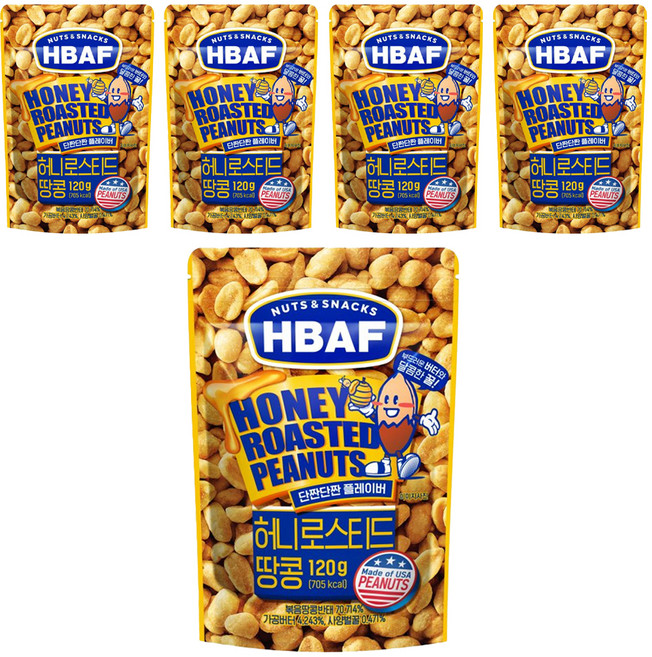 HBAF 蜂蜜奶油味花生, 120g, 5包