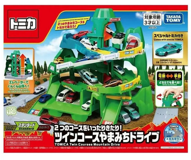 TOMICA 自動爬升!雙向山道組 附1台限定車 3歲以上, 綠色, 1盒