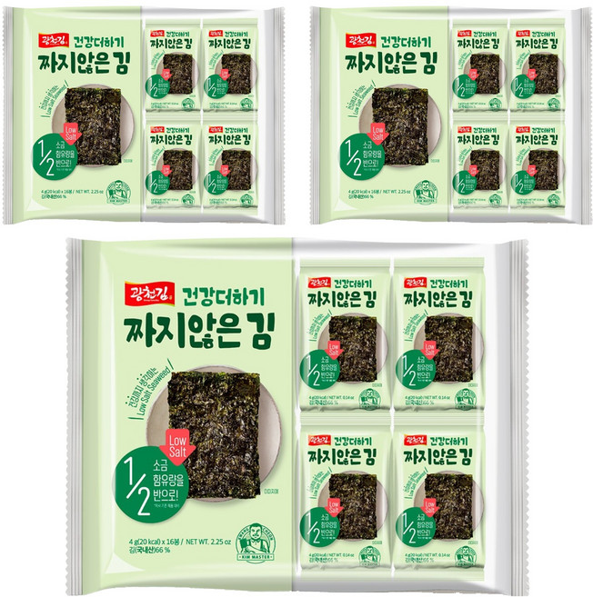 광천김 건강 더하기 짜지 않은 김, 4g, 48개