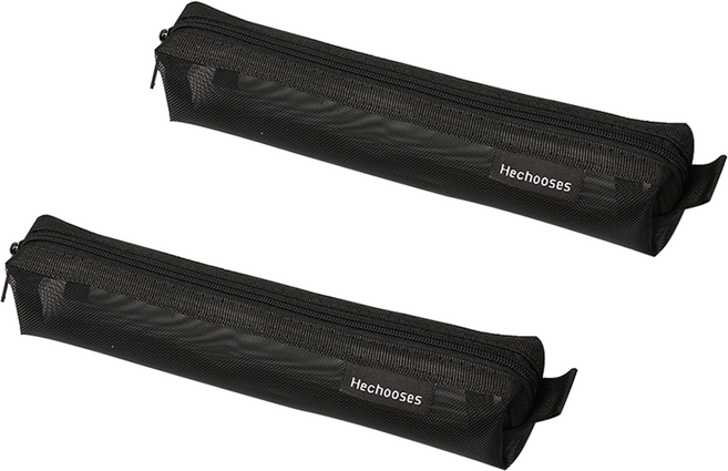 코히모 슬림형 시스루 파우치 메쉬 망사 필통 4W108, 블랙, 2개
