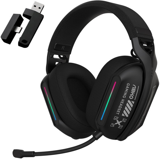 앱코 3모드 블루투스 유무선 게이밍 헤드셋, 블랙, MR550