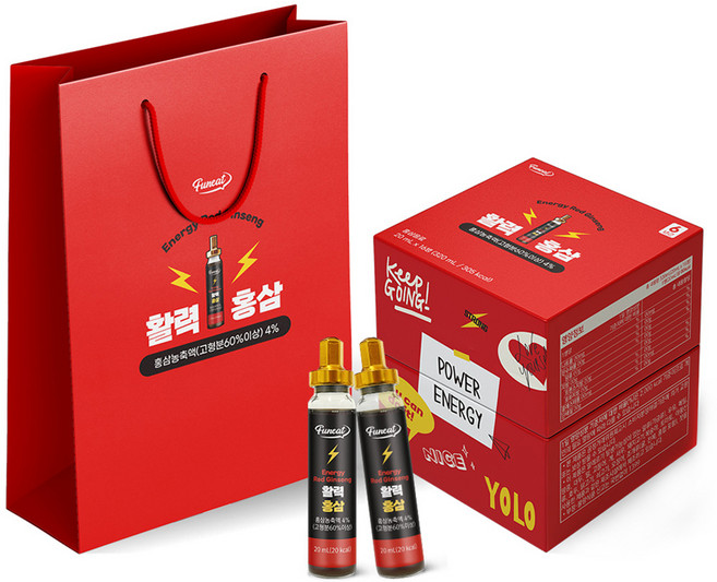 퍼니트 활력홍삼 부스터샷 건강음료 + 쇼핑백, 20ml, 16개