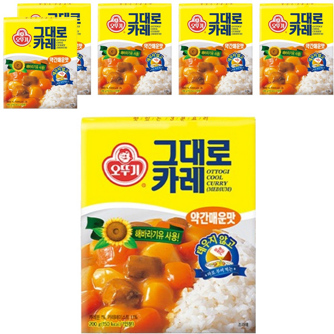 오뚜기 그대로카레 약간매운맛, 200g, 6개