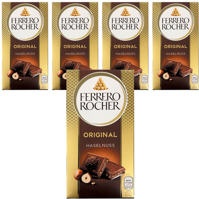 FERRERO ROCHER 金莎 榛果巧克力片, 90g, 5盒