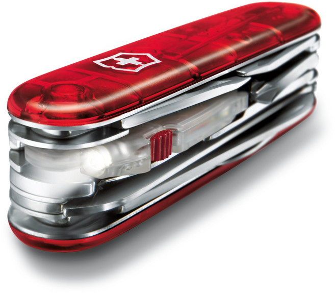 Victorinox 瑞士維氏 亮光LED獵人 21用瑞士刀 1.7915.T 91mm 透明紅, 1支