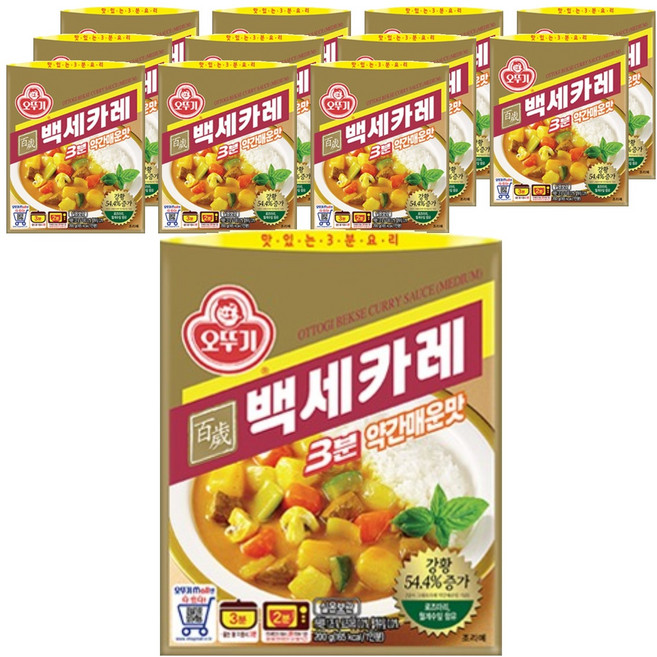 오뚜기3분 백세카레 약간매운맛, 12개, 200g