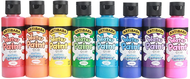 아티바바 워터페인트 유아물감, 120ml, 8색 - 쿠팡