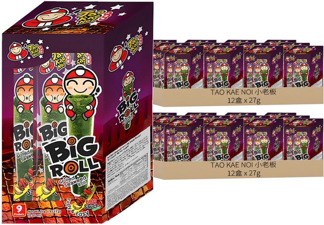 TAO KAE NOI 小老板 海苔棒棒捲 BBQ風味 9條, 27g, 24盒