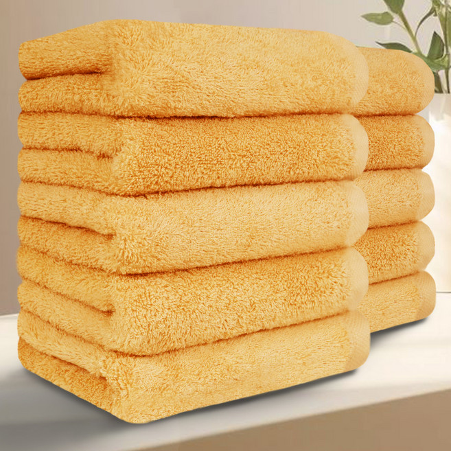 테리크 프리미엄 먼지없는 호텔 수건 200g 40수 코마사 면, 머스타드, 10개