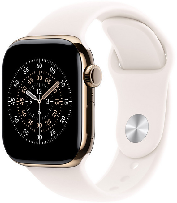 Apple 2025 Apple Watch S11 金色鈦金屬 + S/M淡胭粉色運動型錶帶, 42mm, 淡胭粉色, GPS + 行動網路