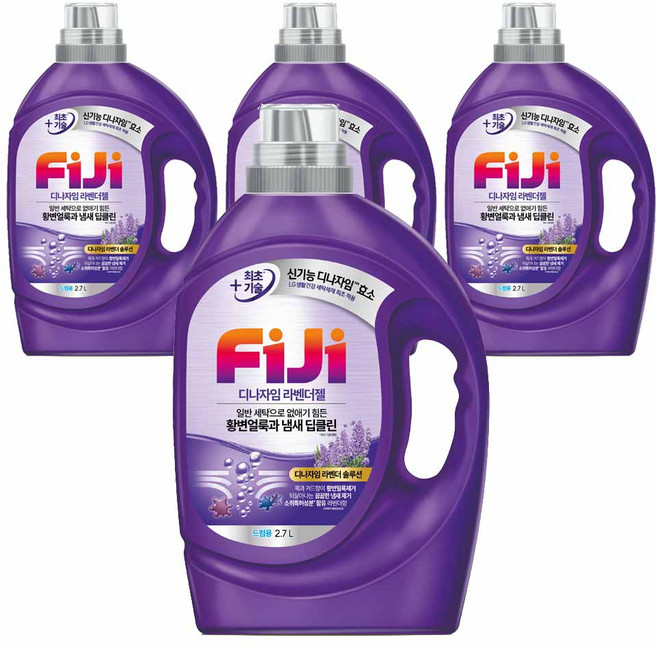 피지 디자나임 딥클린 라벤더젤 드럼용 액상세제 본품, 4개, 2.7L