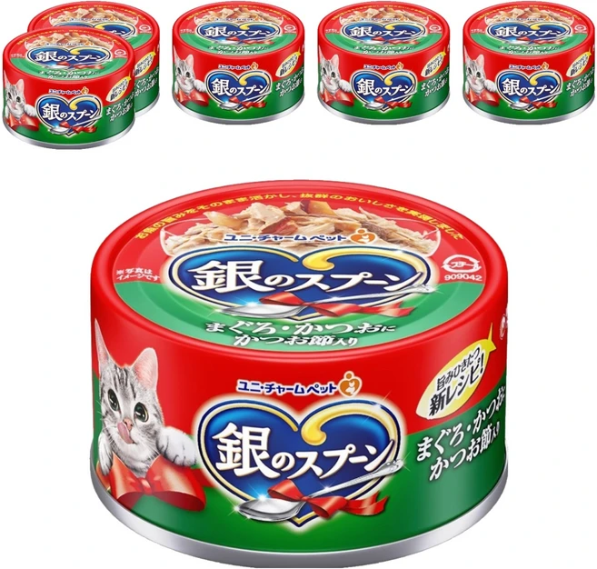 유니참긴노스푼 고양이 습식 캔, 혼합맛(참치/가다랑어포맛), 70g, 6개 - 쿠팡