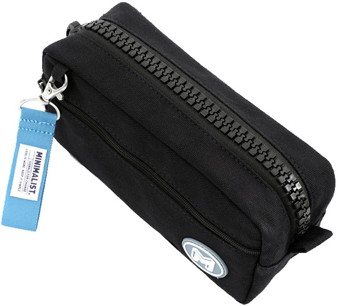 모닝글로리 빅지퍼 스트랩 봉제 필통, 블랙, 1개