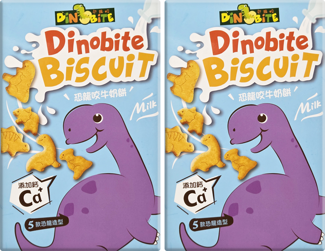 DiNOBiTE 恐龍咬 牛奶餅 外盒款式隨機, 60g, 2盒