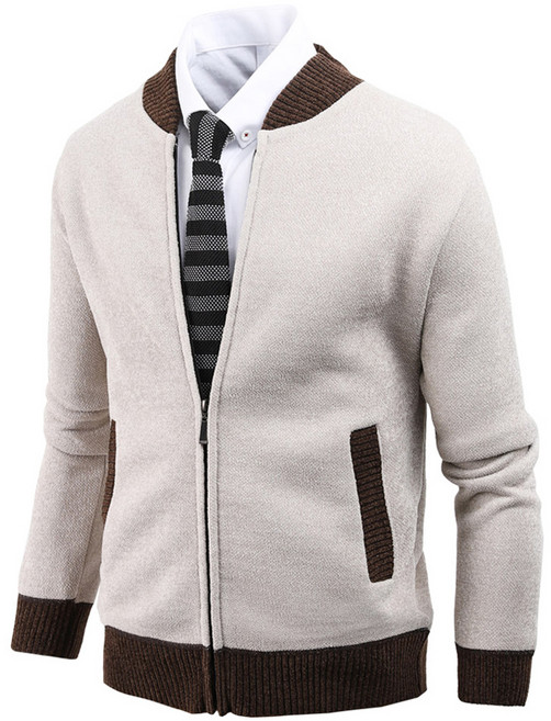 다꾸앙 남성용 온기상승 배색 니트 집업 블루종 F11N6_oj5370