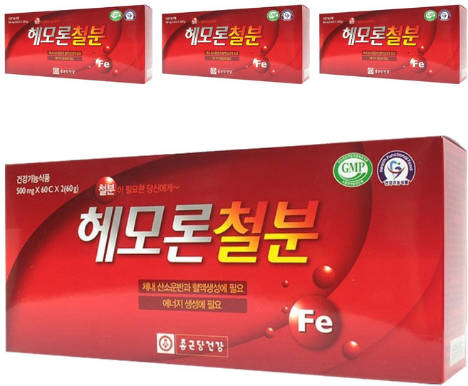 종근당건강 헤모론철분, 60정, 4개