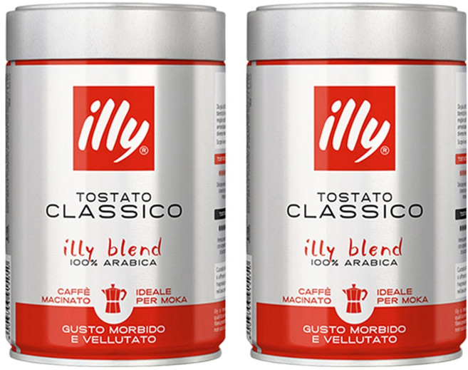 일리 클래식 로스트 모카 그라운드 클라시코 분쇄원두, 모카포트, 250g, 2개