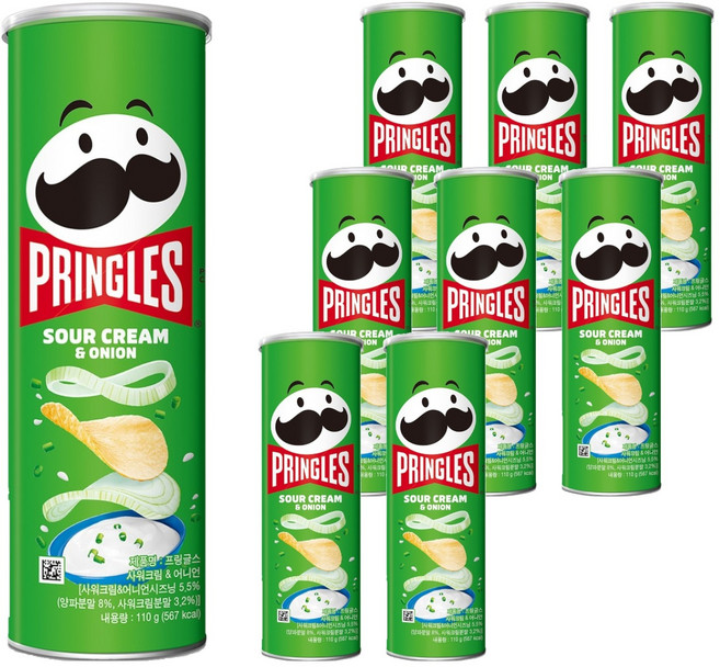 PRINGLES 品客 洋芋片 洋蔥風味, 110g, 9罐