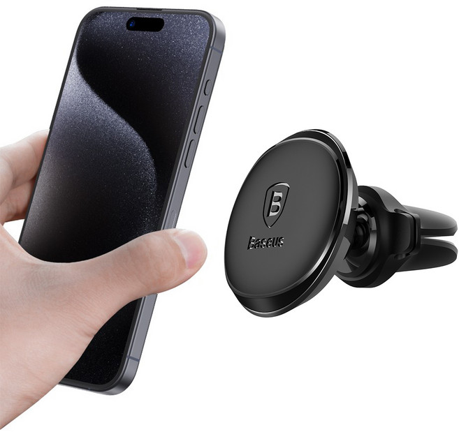 베이스어스 마그네틱 에어 벤트 송풍구 핸드폰 거치대, 블랙, 1개