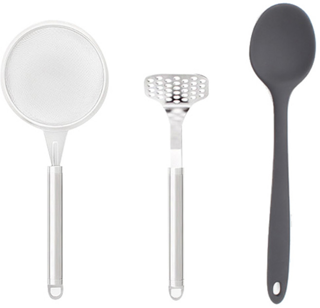 어울 이유식 조리도구 3종 세트, 채망 + 으깨기 + 요리스푼, 1세트, 혼합색상