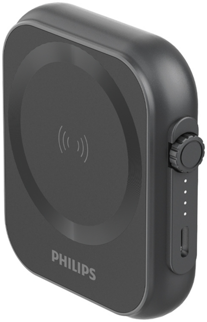 PHILIPS 飛利浦 黑金剛磁吸三合一行動電源 78 x 68.5 x 17.5mm 129g, DLP2556Q, 黑金剛