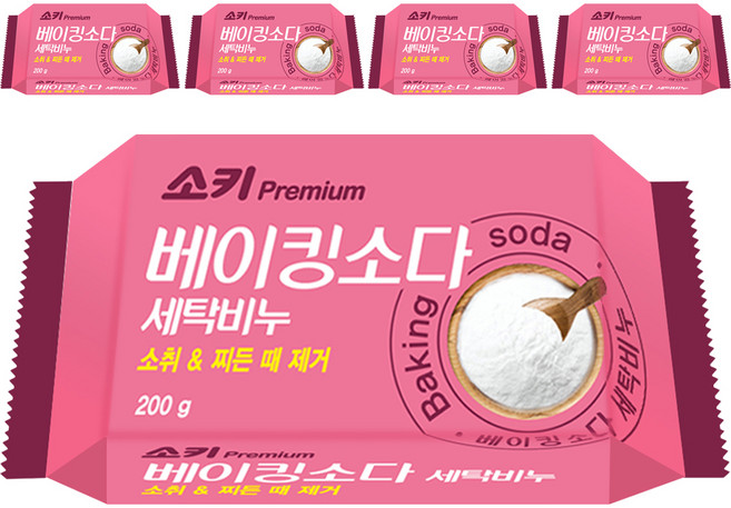 소키 베이킹 소다 세탁비누, 200g, 5개