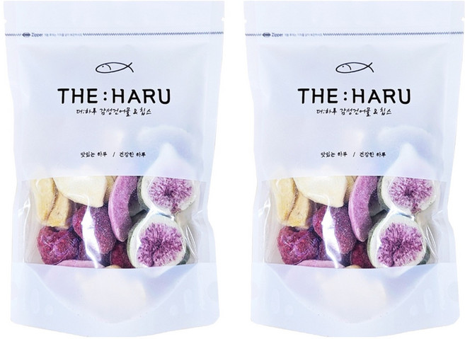 THEHARU 딸기 핑크복숭아 망고 무화과 4종 믹스 동결 건조 과일, 2개, 80g