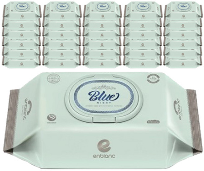 앙블랑 세이프 블루나잇 유아물티슈 TC10 캡형 75평량, 75g, 70매, 50세트