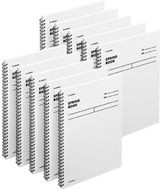 모트모트 두꺼운 스프링 노트 유선 2분할, 화이트, 10개