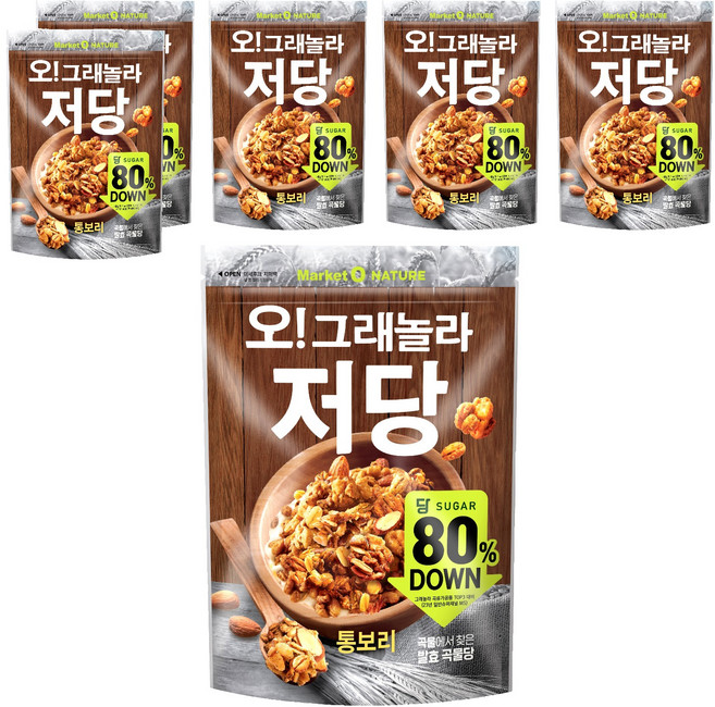 마켓오네이처 오 그래놀라 저당 통보리 시리얼, 360g, 6개