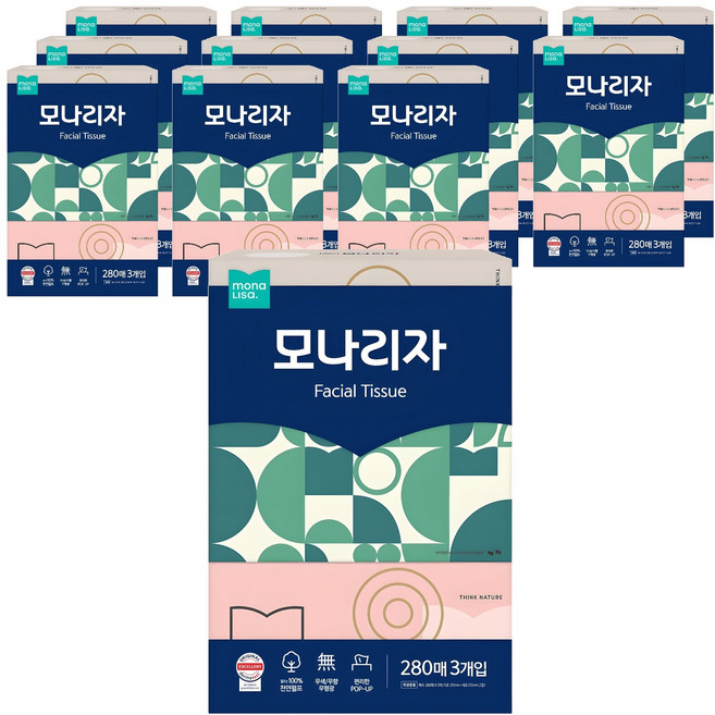 모나리자 펄프 미용티슈 2겹, 200매, 36개